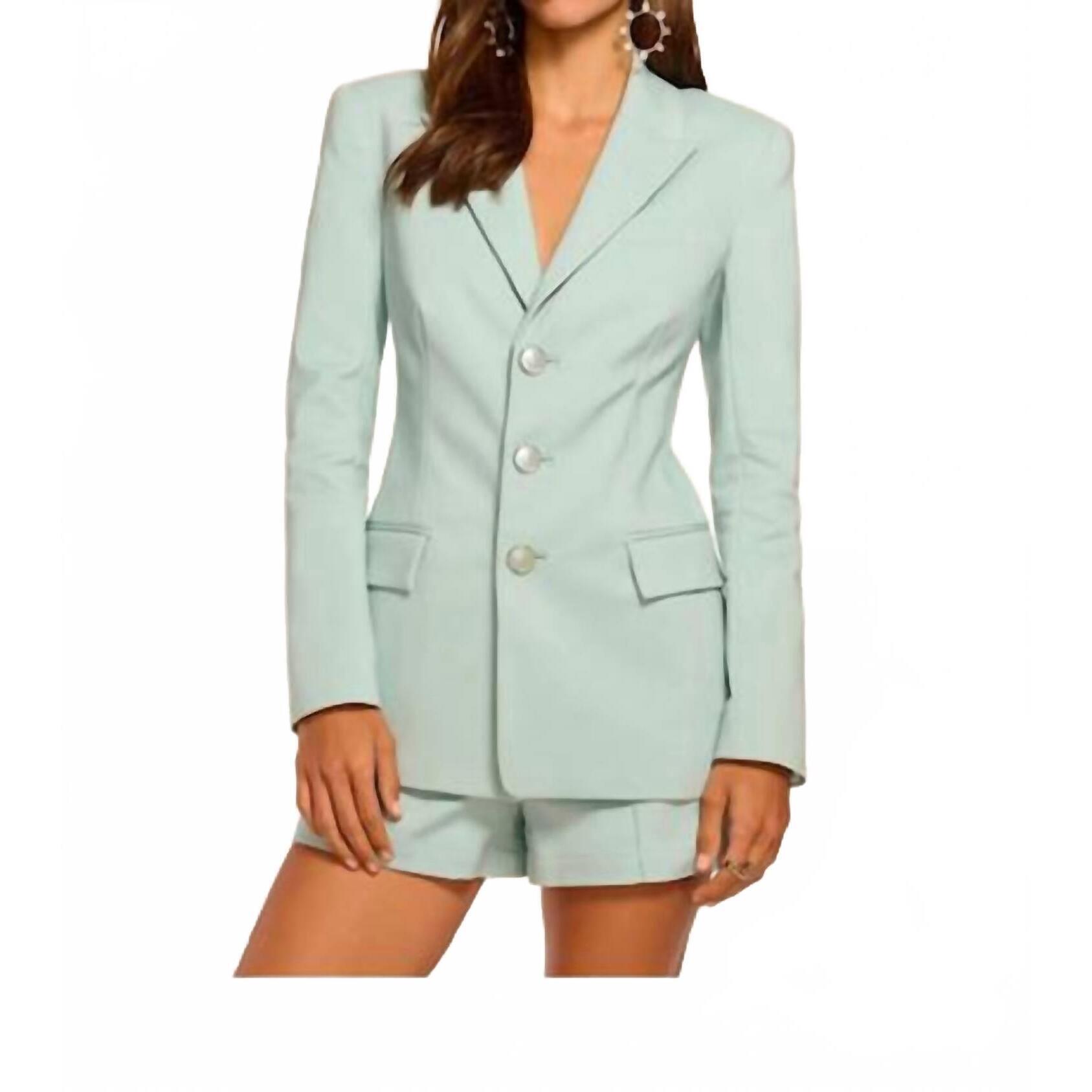 New Ramy Brook Cherie Stretch Cotton Blazer In Moonstone Blue